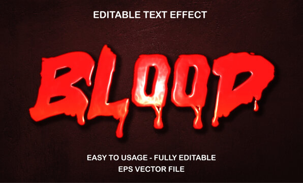 Bloody red text effect, liquid font typography