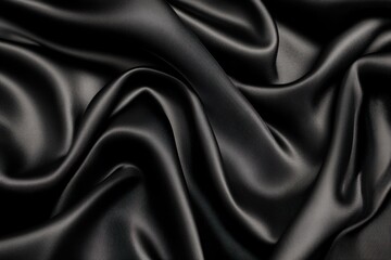 Luxurious black silk fabric with elegant folds and soft light