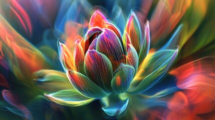 Fototapeta premium A time-lapse-inspired image of a flower bud beginning to bloom in a vibrant garden.