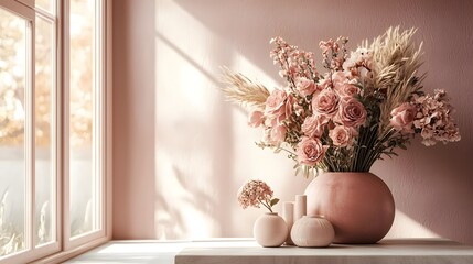 98. A gentle blend of warm blush and dusty rose for a soft and romantic atmosphere
