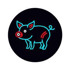 Naklejka premium Cartoon pig illustration with vibrant colors on black background