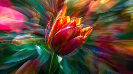 Fototapeta premium A time-lapse-inspired image of a flower bud beginning to bloom in a vibrant garden.
