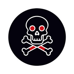 Skull and crossbones icon in a bold graphic design