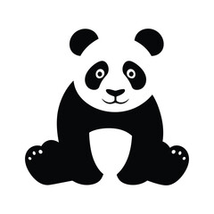 Minimalist Black and White Panda Illustration for Children's Accessories. Cute Panda Clipart, Black and White Panda Art for Kids' Items.
