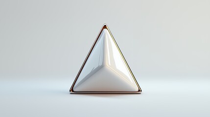 Fototapeta premium Glossy White Pyramid with Golden Edges on Light Gray Background