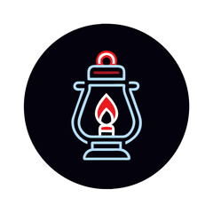 Naklejka premium Lantern glowing in dark circular background