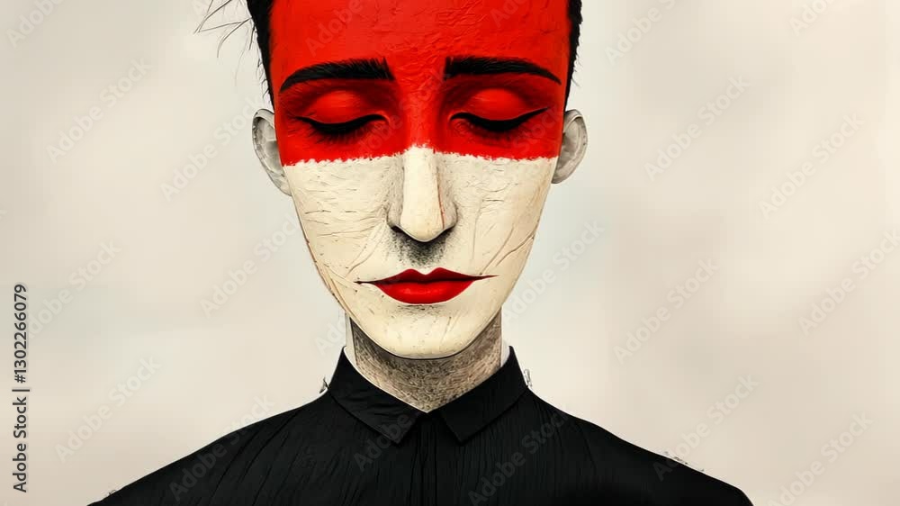 Poster surreal puppeteer and puppet collage artwork with minimalist style featuring bold colors and abstrac