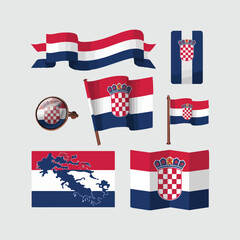 Croatian Flag Design Elements Collection