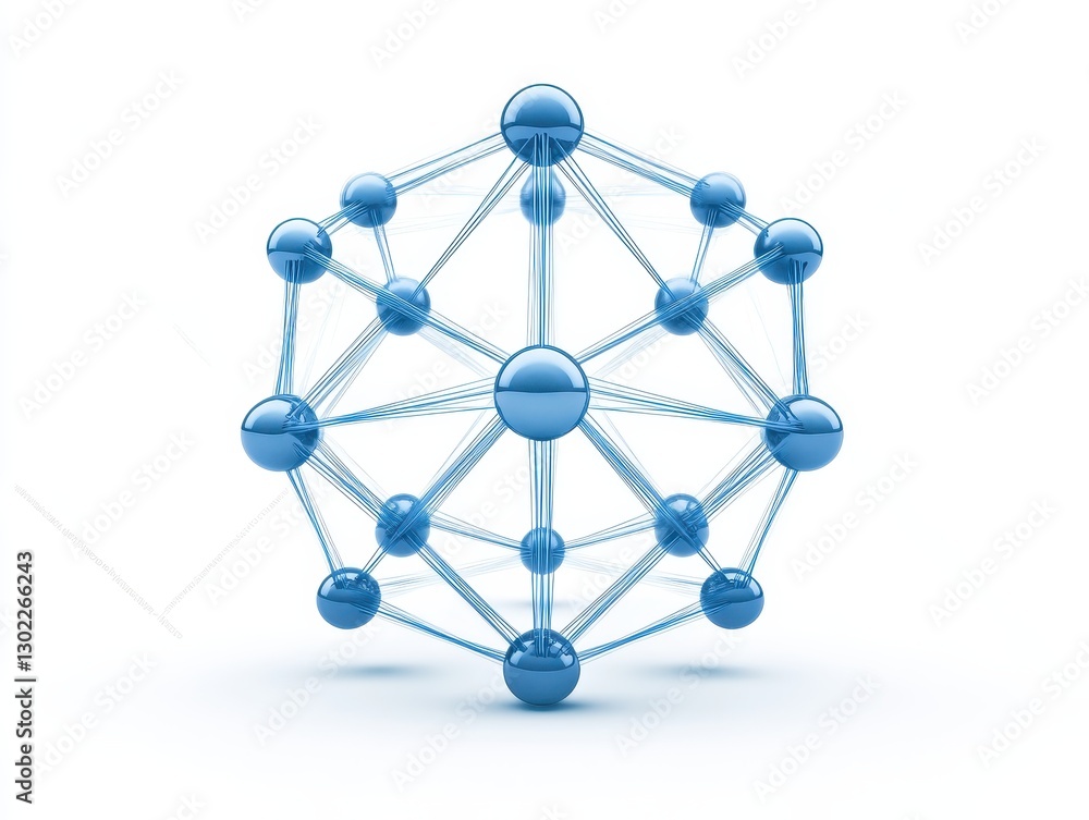 Aufkleber 3d representation of a molecular structure with interconnected spheres on a white background