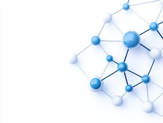 Abstract molecular structure with blue and white nodes on a clean background