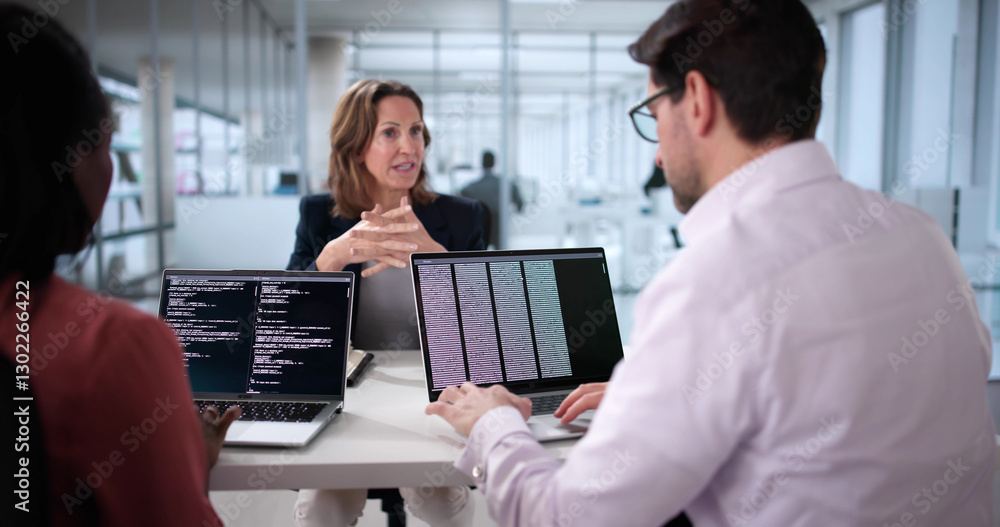 Poster diverse team of business people coding