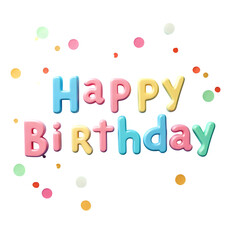 Celebrate your birthday with colorful plastic letters and confetti against a bright blue backdrop!