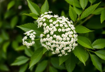 Cute White Flowers With Green Leaves in Nature Background