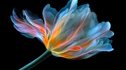 A time-lapse-inspired image of a flower bud opening into full bloom.