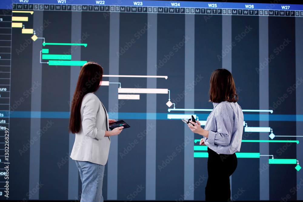 Aufkleber office project manager creates gantt chart