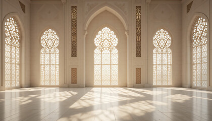 Mosque Windows Casting Light Patterns on the Floor
