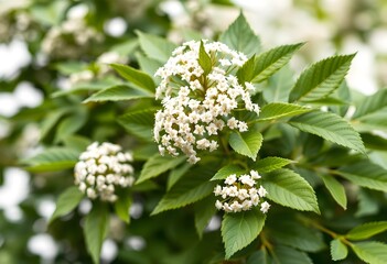 White Flowers With Green Leaves in Nature Background
