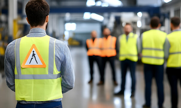 Safety First: Employees in High-Visibility Vests at Industrial Site or Factory - Powered by Adobe