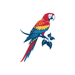 Obraz premium Scarlet Macaw bird silhouette logo vector line art logo design