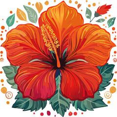 Obraz premium Vibrant Hibiscus Flower – Tropical Floral Vector Illustration