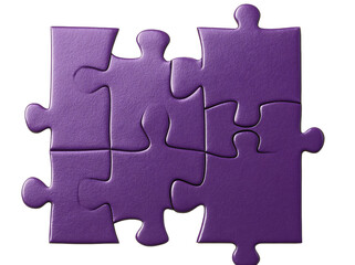 Purple puzzle piece, isolated on a transparent background, PNG