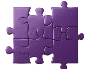 Purple puzzle piece, isolated on a transparent background, PNG