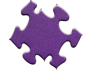 Purple puzzle piece, isolated on a transparent background, PNG