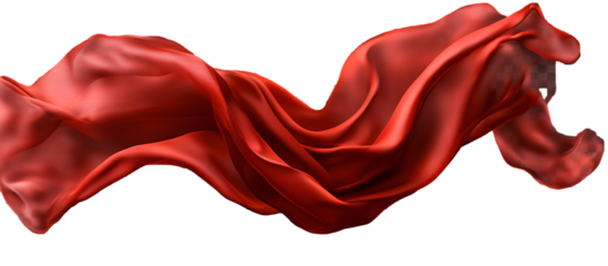 Red silk cloth flying on a transparent background, vector illustration. PNG