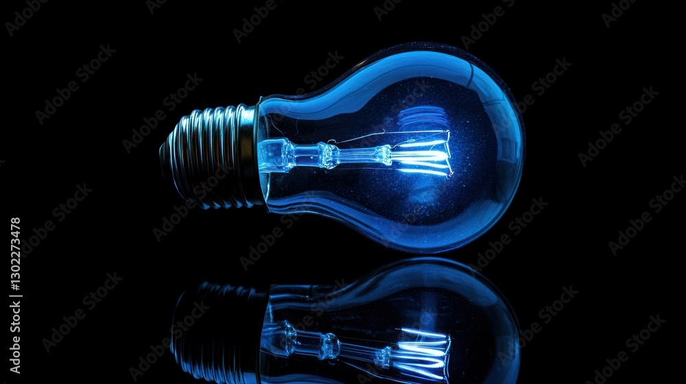 Poster an energy-efficient led bulb isolated with a reflective surface underneath.