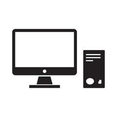Pc computer icon in flat style Desktop vector illustration on white isolated background Device monitor concept.