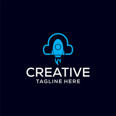 rocket and cloud logo for company