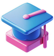 3D icon of a graduation cap, on a transparent background, in a PNG