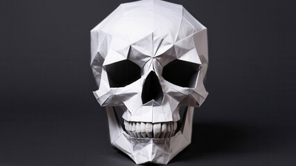 Fototapeta premium a strikingly geometric white skull sculpture that blends art and anatomy