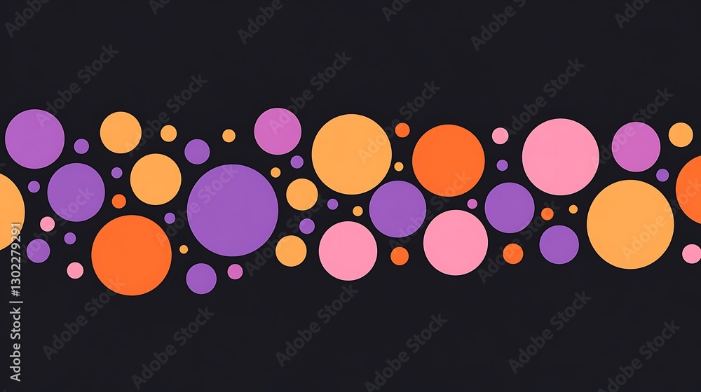 Poster abstract colorful circles pattern design on dark background