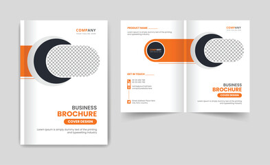 Orange color corporate business brochure cover page annual report book cover corporate business profile design template creative elegant modern magazine bi fold design layout theme