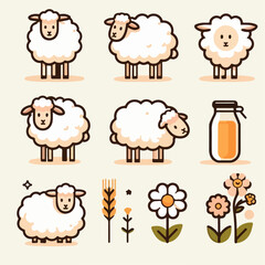 vector set of sheep
