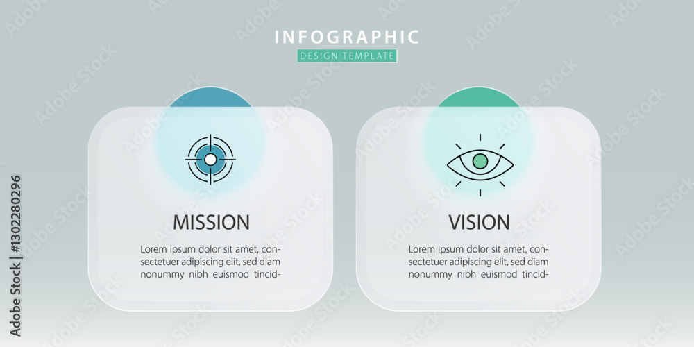 Aufkleber infographic template 2 step timeline isolated background, glassmorphic flat simple design. presentat