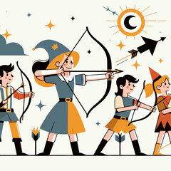 illusration of children playing darts