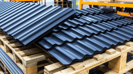 A factory producing roofing materials like shingles or metal sheets