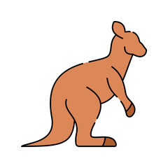 Kangaroo Flat design style, brown kangaroo in a hopping pose, symbolizing Australian wildlife, great for nature illustrations, travel materials, and mascot designs.