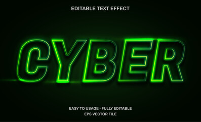 Obraz premium Cyber text effect, green neon light futuristic text style