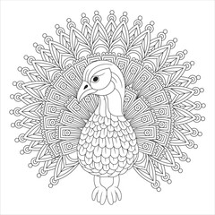 Turkey mandala coloring page for Adult