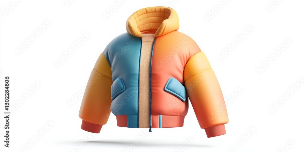 Poster modern 3d jacket icon design emphasizing texture and color