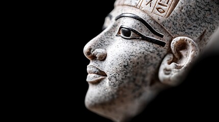 Detailed Stone Relief of an Egyptian Pharaoh