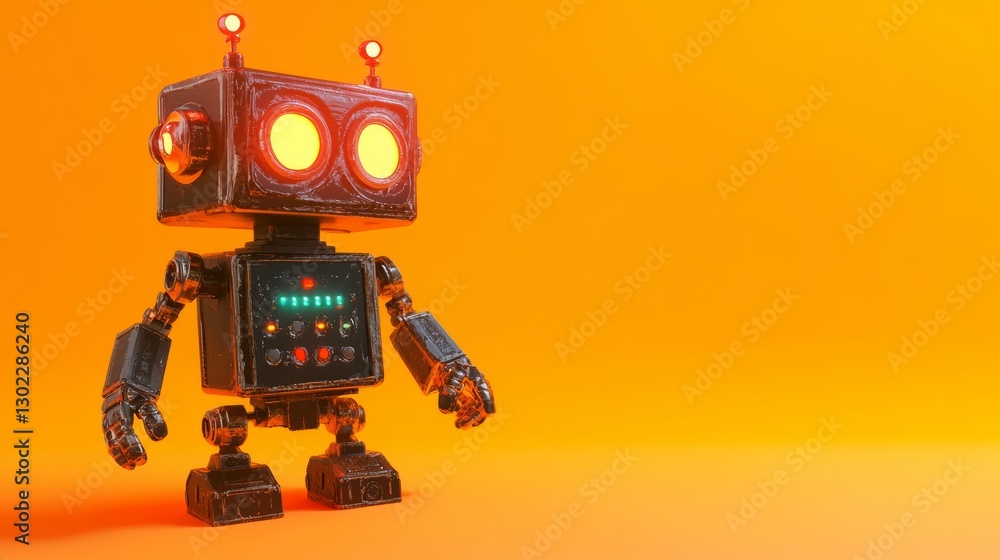 Poster 3D Rendered Robot Toy Isolated on Subtle Gradient Background