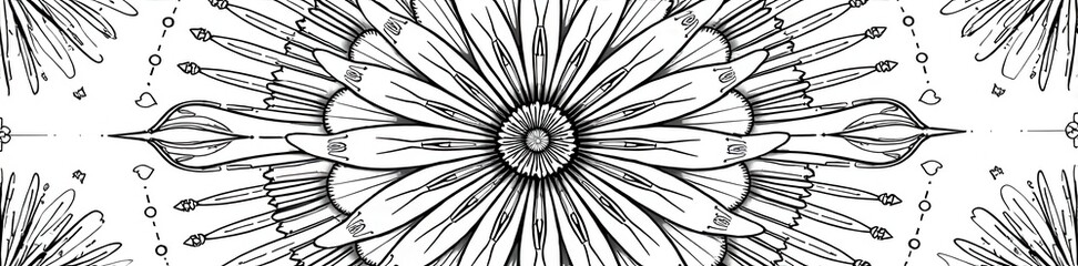 Obraz premium Simple black and white mandala flower coloring page design , relief, circular