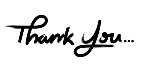 Thank You handwritten brush isolated on white background. Vector illustration