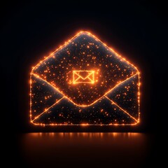 Glowing Neon Email Envelope Digital Art