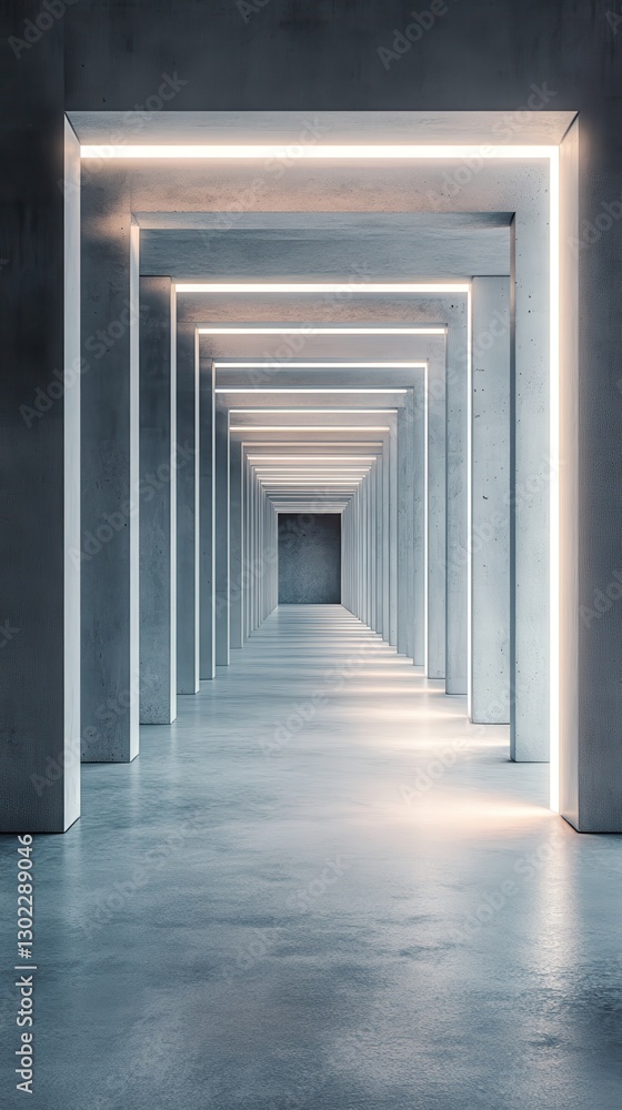 Poster modern corridor with illuminated walls creating a rhythmic perspective.