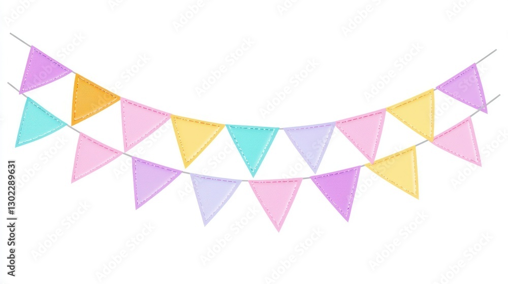 Poster a colorful bunting vector illustration with triangular flags in a festive arrangement.